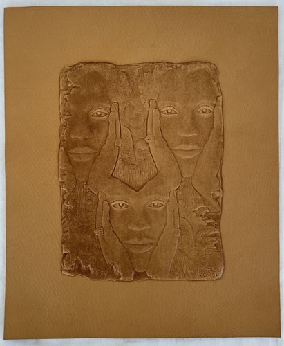 Tableau relief cuir - en,